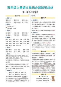 （精品）五年级上册语文单元必背知识总结
