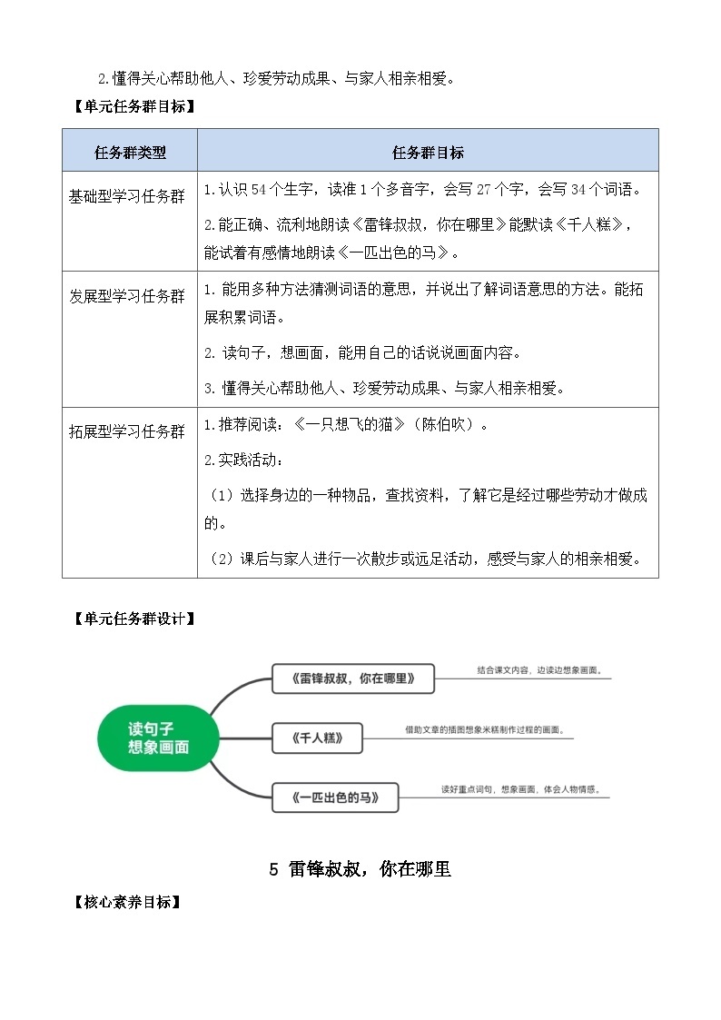 【核心素养】部编版小学语文二年级下册-5 雷锋叔叔，你在哪里-课件+教案+同步练习（含教学反思）02