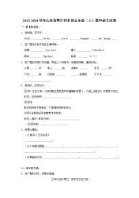 2023-2024学年山东省枣庄市多校五年级上学期期中语文试卷（含答案）