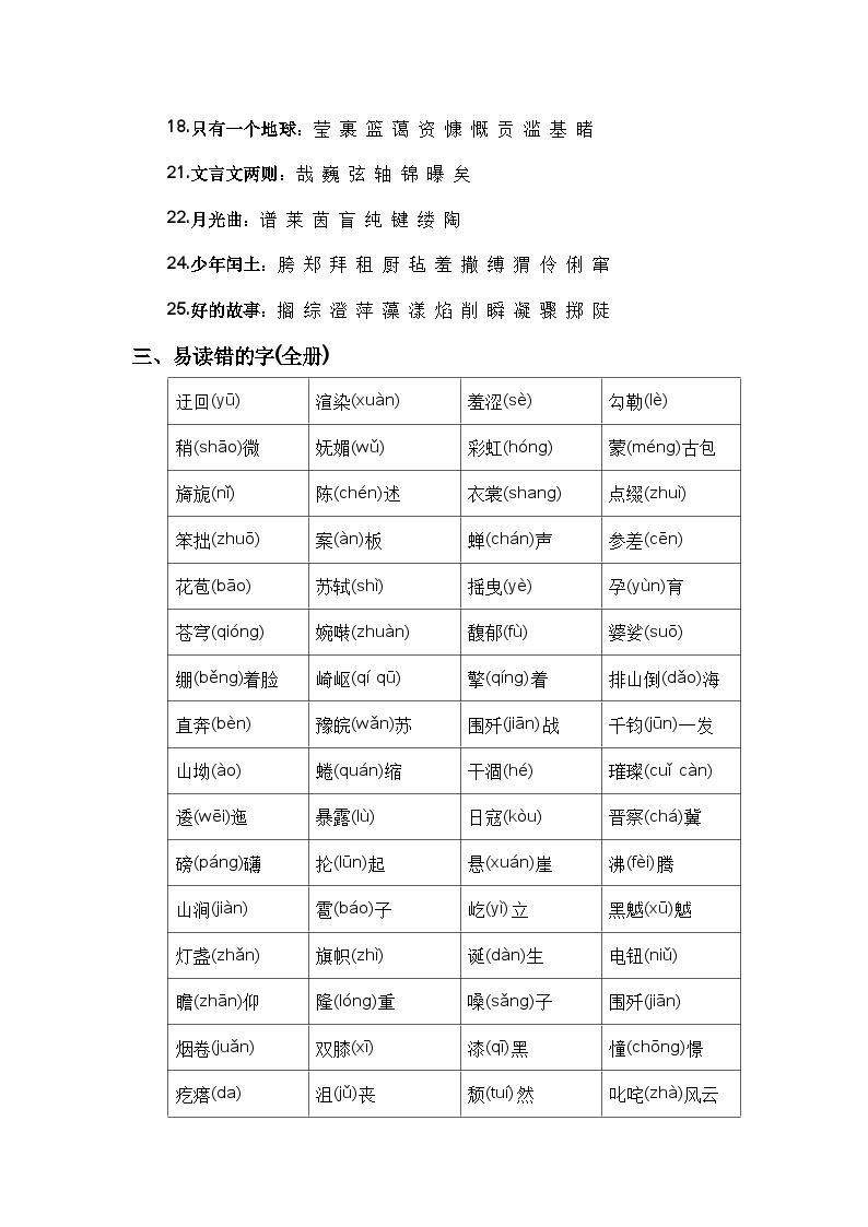 【期末专项复习】统编版 2023-2024学年 六年级语文 上册 专题01 字音辨析 讲义03