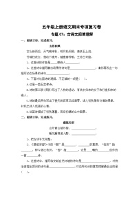 专题7：古诗文阅读理解-2023-2024学年五年级上册语文期末专项知识点（统编版）