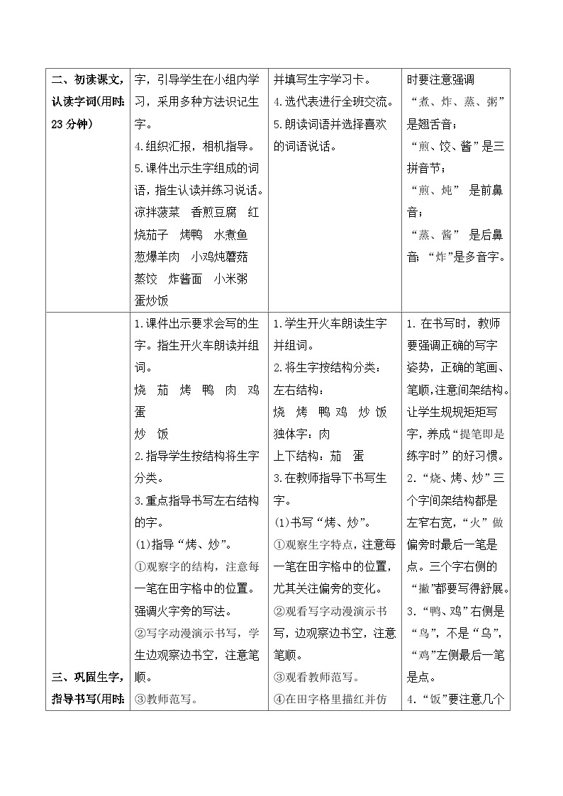人教部编版语文二年级下册 识字4  中国美食 导学案02