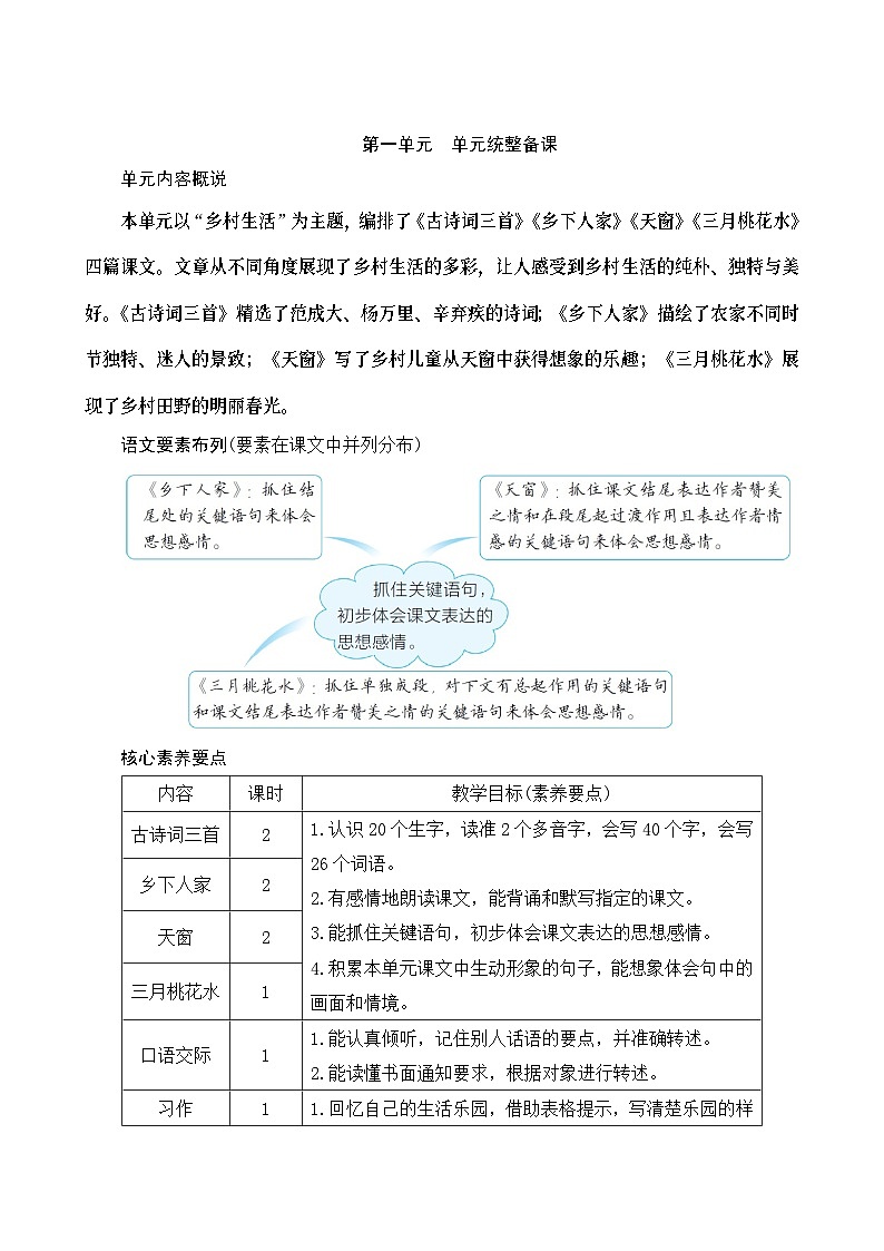 《第一单元统整备课》Word版教案01