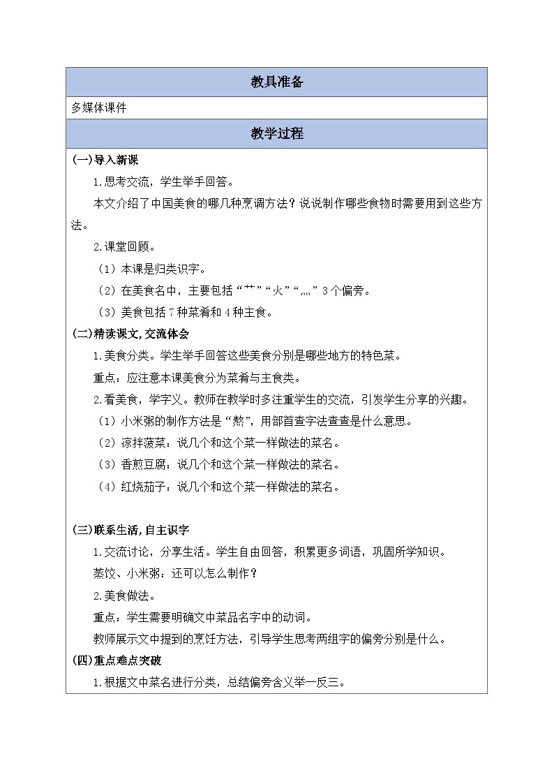 【核心素养】部编版语文二年级下册-识字4. 中国美食 第2课时（课件+教案+学案+习题）02