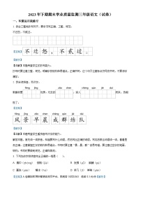 2023-2024学年湖南省永州市道县部编版三年级上册期末考试语文试卷