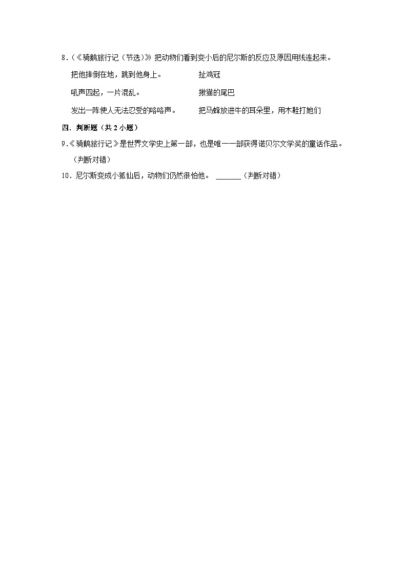 (基础篇)人教部编版六下语文6《骑鹅旅行记(节选)》同步分层作业第2页