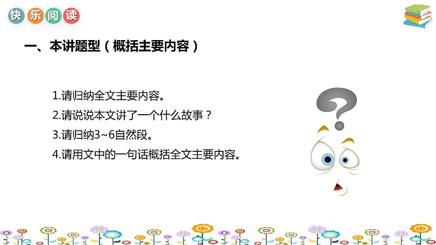 小學高年級語文閱讀理解課件：第3講概括主要內(nèi)容技巧（統(tǒng)編版）第4頁