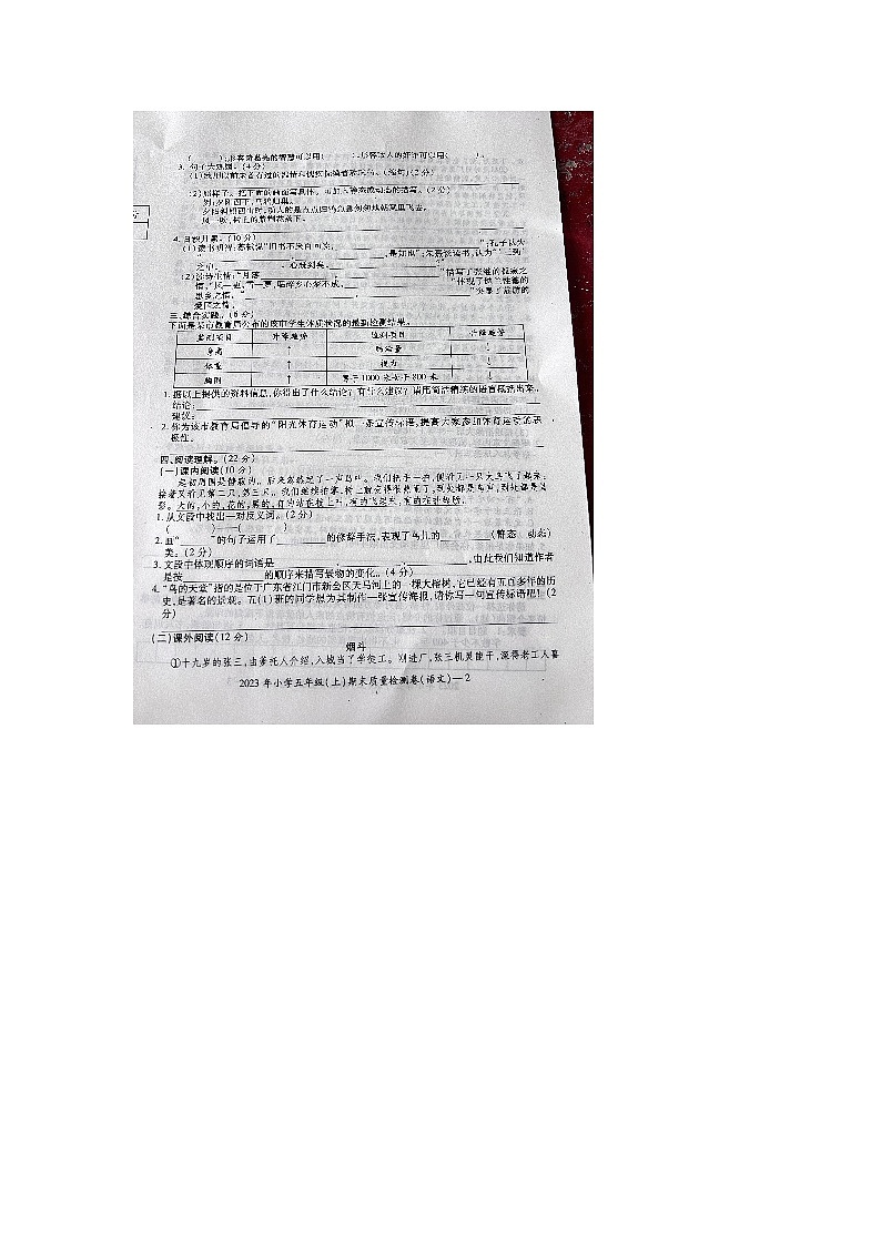 29,湖南省邵阳市新宁县2023-2024学年五年级上学期期末语文试题第2页
