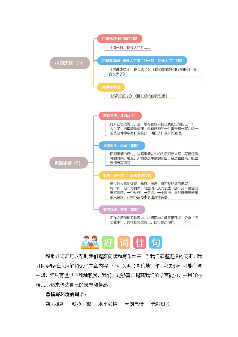 1 、五年级下册第一单元习作 那一刻,我长大了(学案)2023-2024学年第二学期 统编版第3页