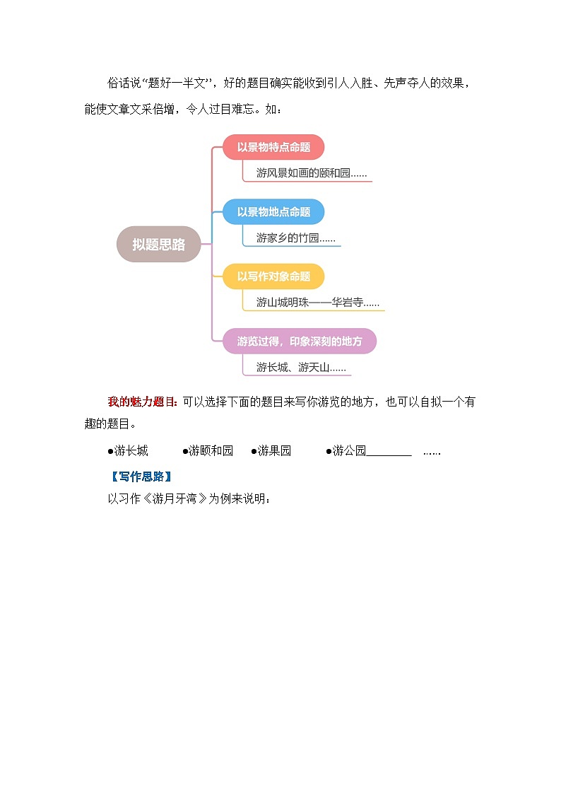 四年级下册第五单元习作:游_______(教学设计)2023-2024学年下册单元作文能力提升(统编版)第3页