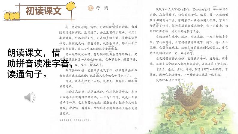 统编版语文四年级下14《母鸡》课件第3页