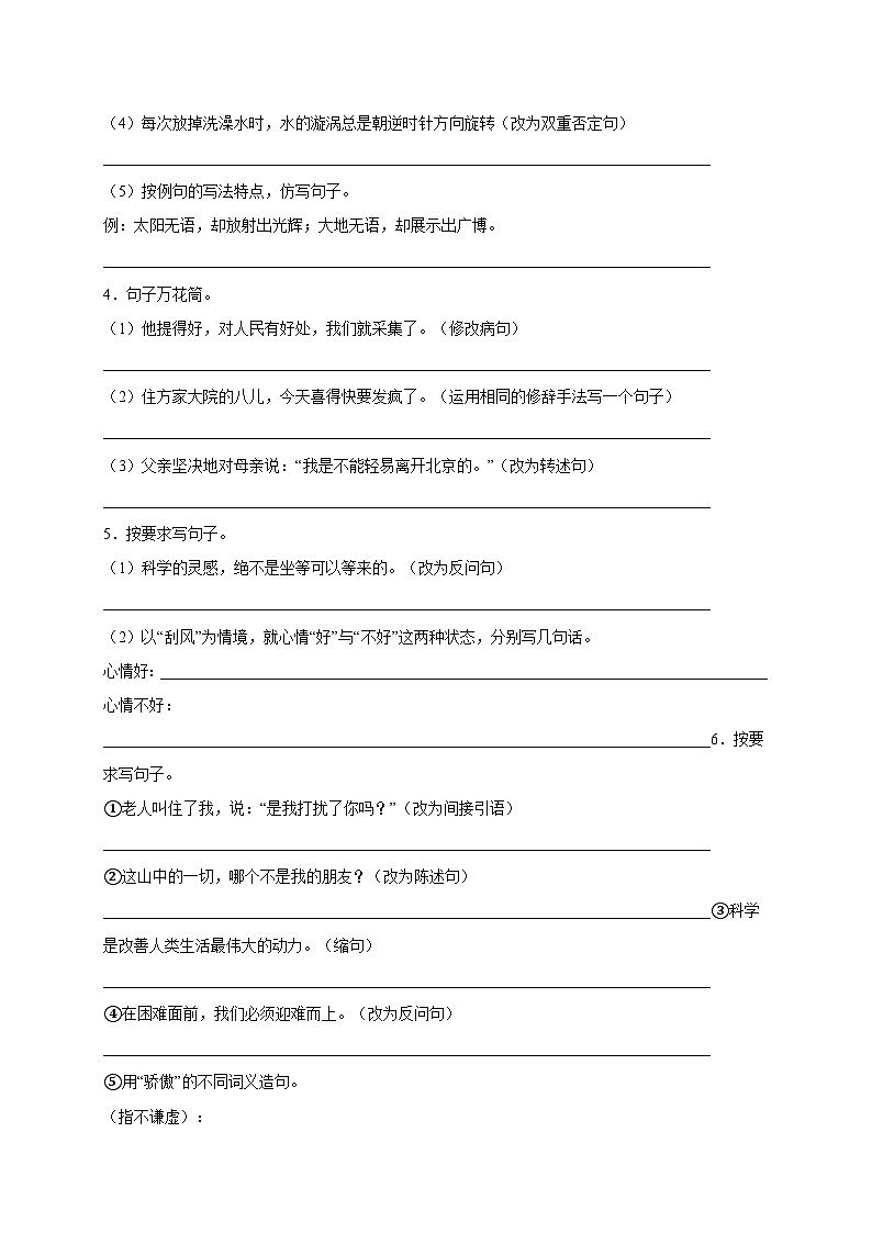 统编版语文小升初专项攻略:句子训练(含答案)第2页