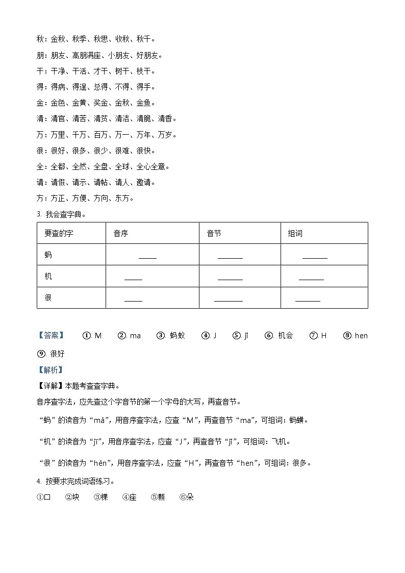 2023-2024学年山东省泰安市肥城市部编版一年级下册期中考试语文试卷(原卷版+解析版)02