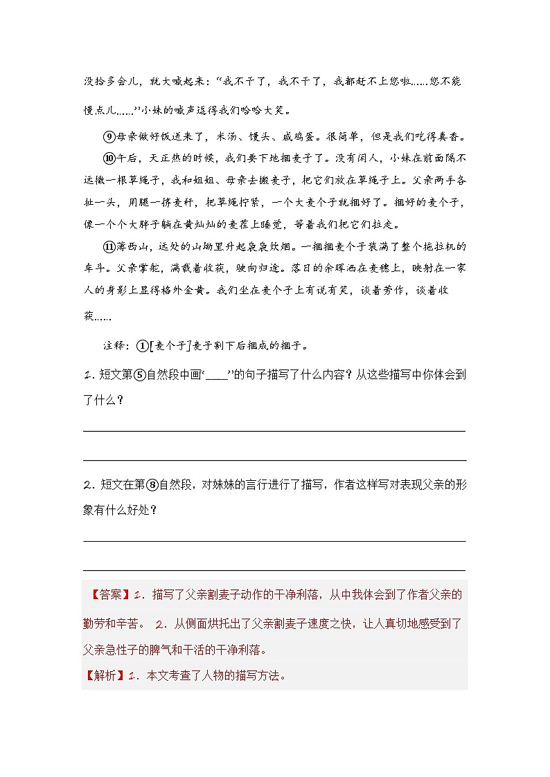 专题16 人物细节描写(教师版)第3页