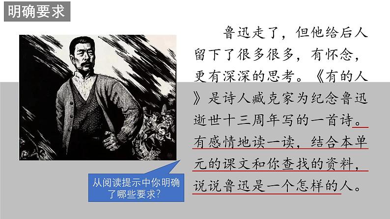 部编版六年级语文上册第28课《有的人——纪念鲁迅有感》优质课件第6页
