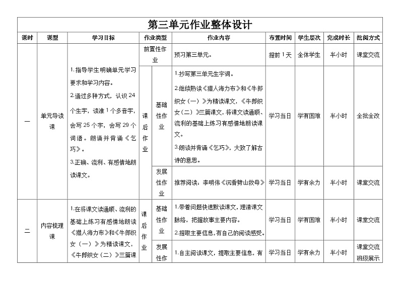 第三单元(作业设计)-【大单元教学】五年级语文上册同步备课系列(统编版)01