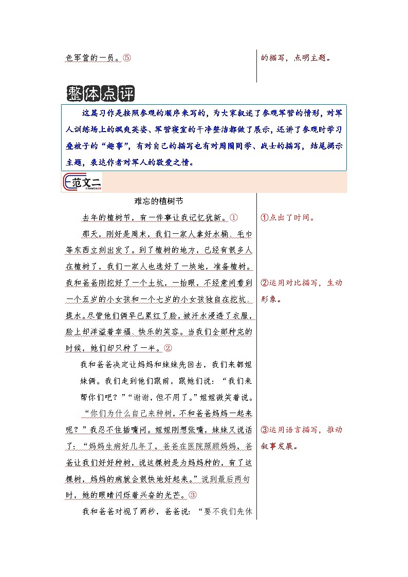 2 第二单元作文习作《多彩的活动》(范文点评)学案2024-2025学年六年级语文上册(统编版)02