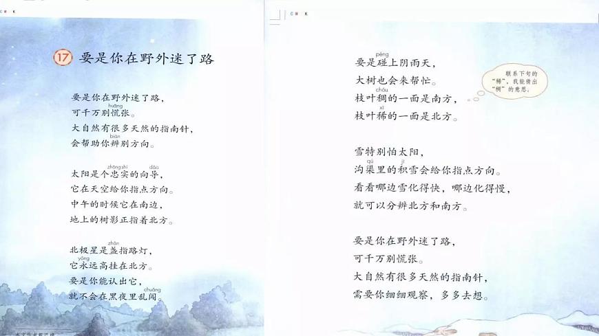 部編版(五四制)語文二年級下冊 17 要是你在野外迷了路(課件)第1頁