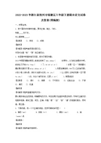 2022-2023學(xué)年浙江省杭州市錢塘區(qū)六年級下冊期末語文試卷及答案(統(tǒng)編版)