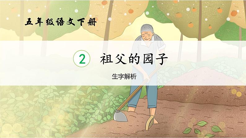 统编版语文五年级下册第1单元2《祖父的园子》课前预习、作业设计、巩固提升,课时练(有答案),生字解析课件,预学案01