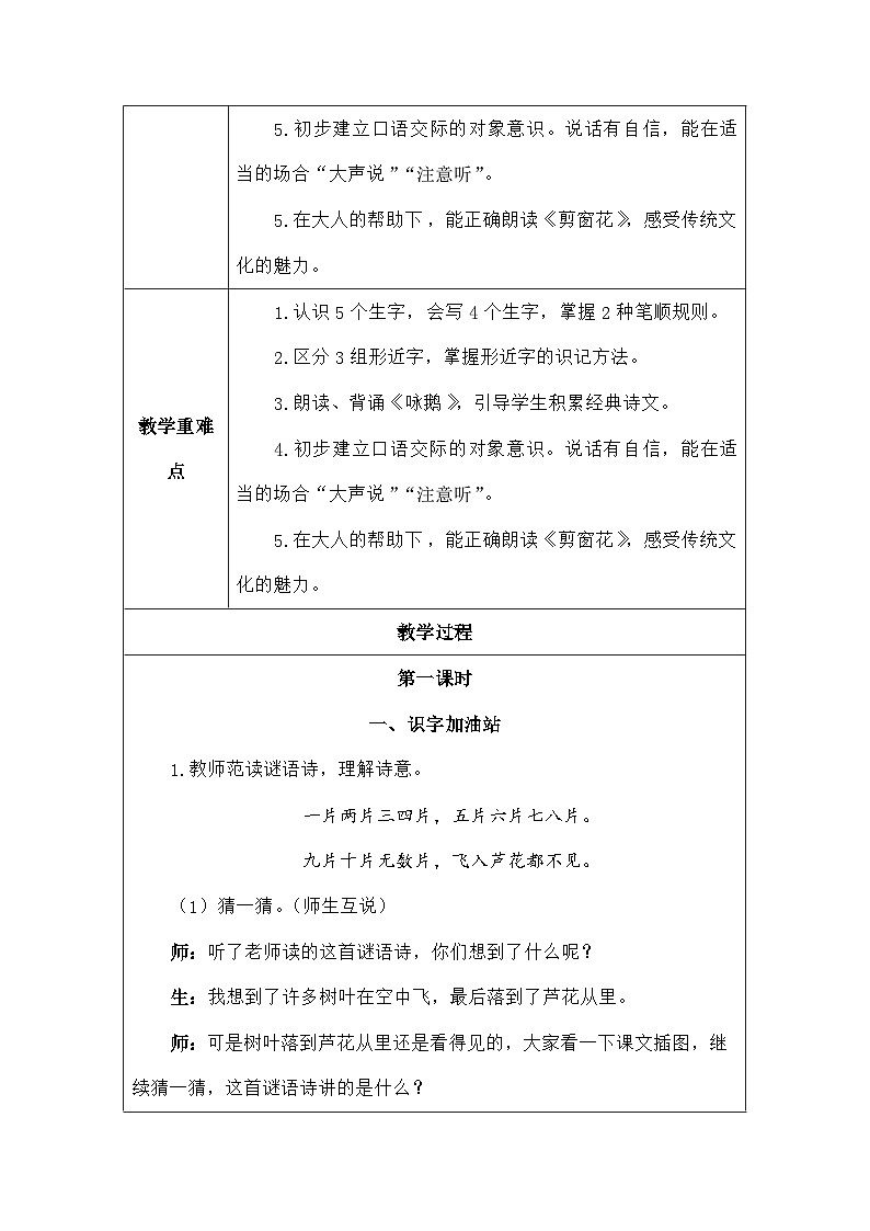语文统编版(2024)一年级上册语文园地一 教案第2页