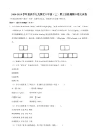 重庆市九龙坡区2024~2025学年六年级上学期第三次检测期中语文试卷(含答案)