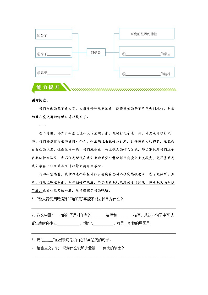 部编版六年级语文上册【分层作业】9 我的战友邱少云(课时练)(附答案)02