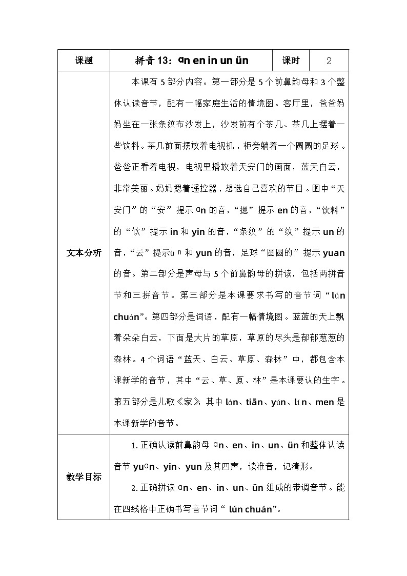 語(yǔ)文統(tǒng)編版（2024）一年級(jí)上冊(cè)拼音13 教案第1頁(yè)