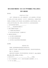 2024～2025学年统编版三年级上册语文期中专题训练：现代文阅读专题训练（含答案）