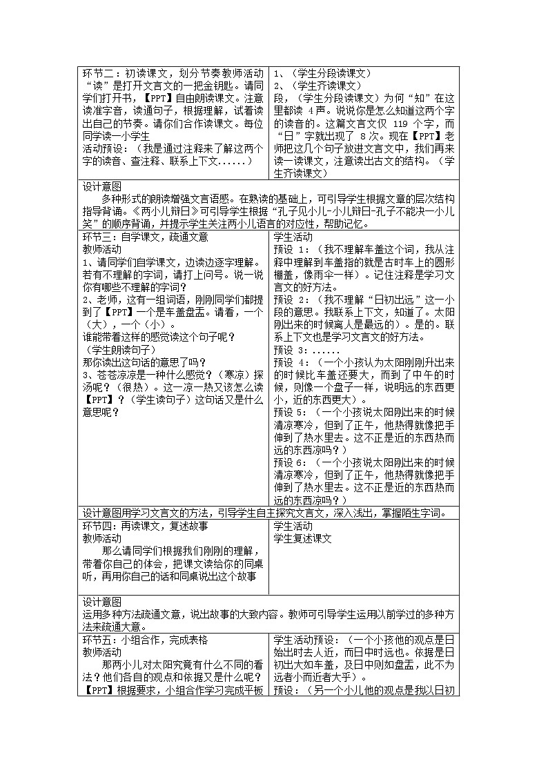统编版语文六年级下册14《文言文二则:两小儿辩日》教学设计02