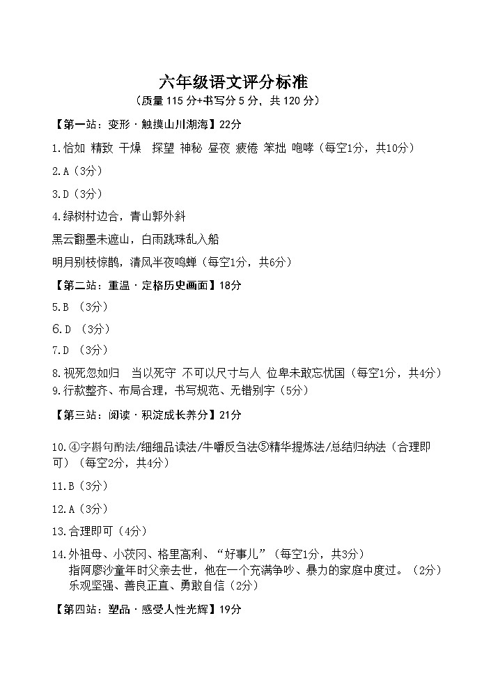 山东省潍坊市潍城区、安丘市2024-2025学年六年级上学期期中考试语文试题01
