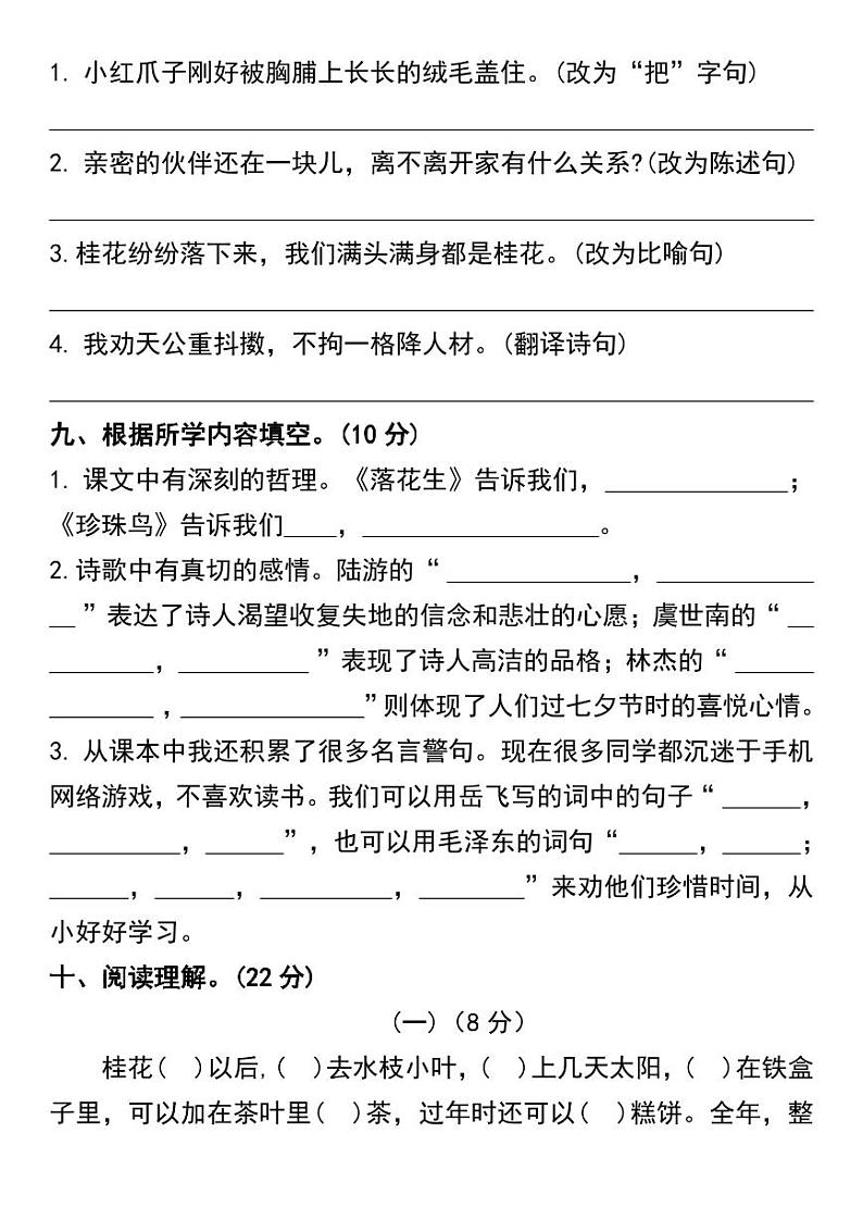 部编版五年级上册语文期中质量检测卷 (2)第3页