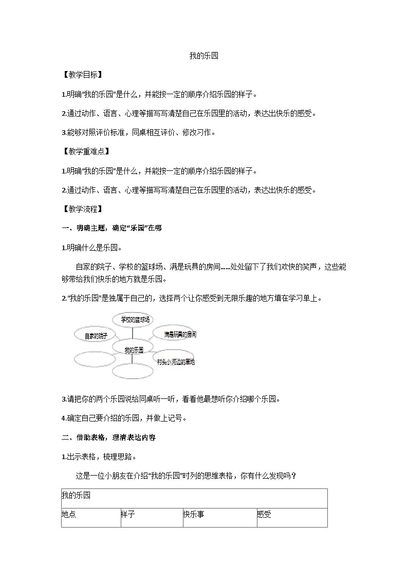 四下“ 我的乐园”习作教学设计第1页