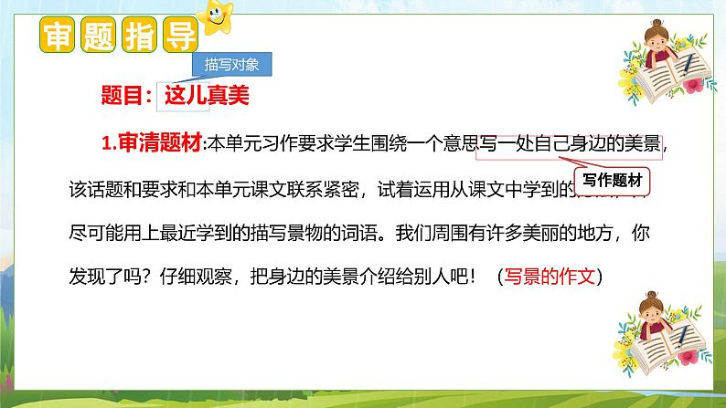 (统编版)小学语文三年级上册单元作文能力提升课件第六单元 习作:这儿真美第3页