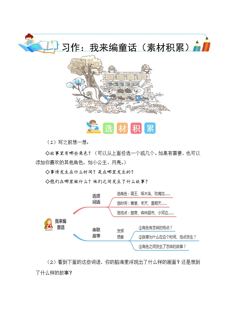 統(tǒng)編版小學語文三年級上冊單元作文提升練習第三單元習作：我來編童話（素材積累）第1頁