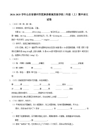 2024-2025學(xué)年山東省德州市夏津縣銀城實驗學(xué)校二年級（上）期中語文試卷