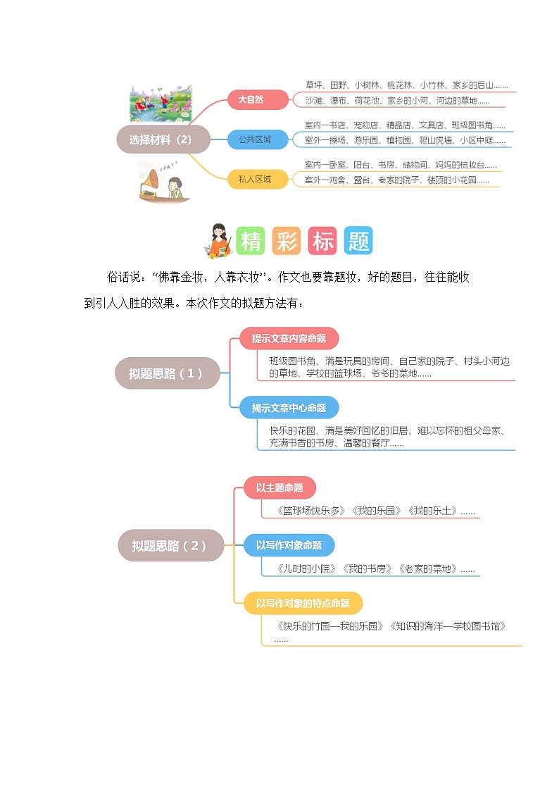 统编版小学语文四年级下册作文能力提升练习第一单元习作:我的乐园(素材积累)(含答案)第2页