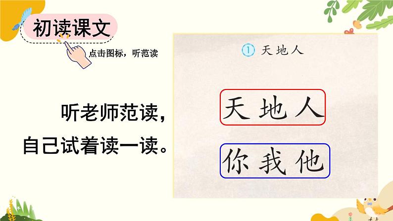 语文统编版(2024)一年级上册 识字1 天地人课件02