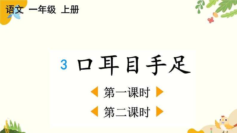 语文统编版(2024)一年级上册 识字3 口耳目手足课件第1页