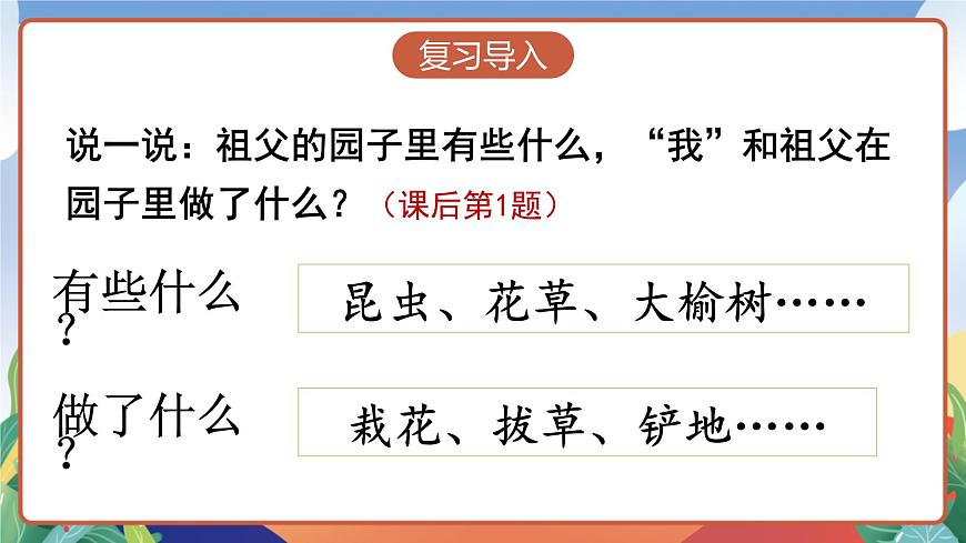 人教部編版語文五年級(jí)下冊(cè) 2《祖父的園子》第二課時(shí) 課件第2頁
