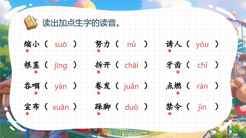 部编版三年级语文上册第三单元复习课件第4页