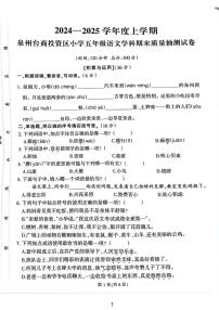 福建省泉州市台商投资区2024-2025学年五年级上学期期末语文试卷