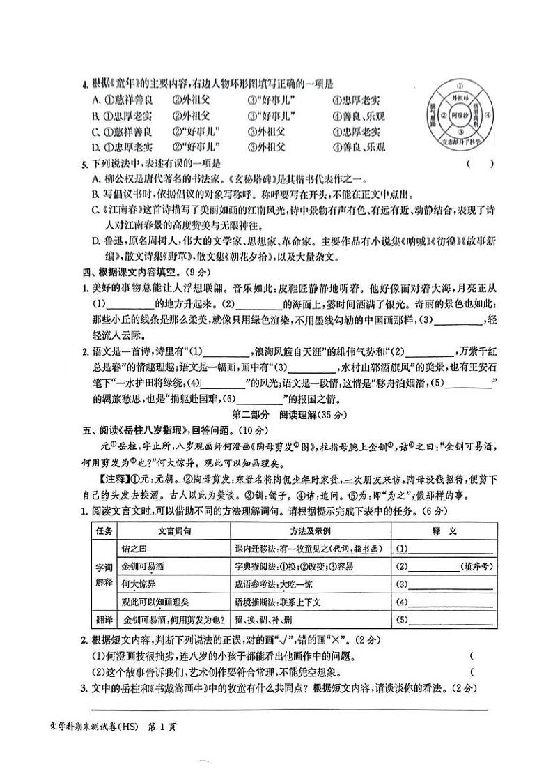浙江省宁波市海曙区2024-2025学年六年级上学期期末语文试题第2页
