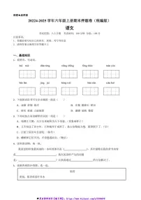 20224～2025学年统编版六年级语文上册期末押题卷试卷(含答案+解析)