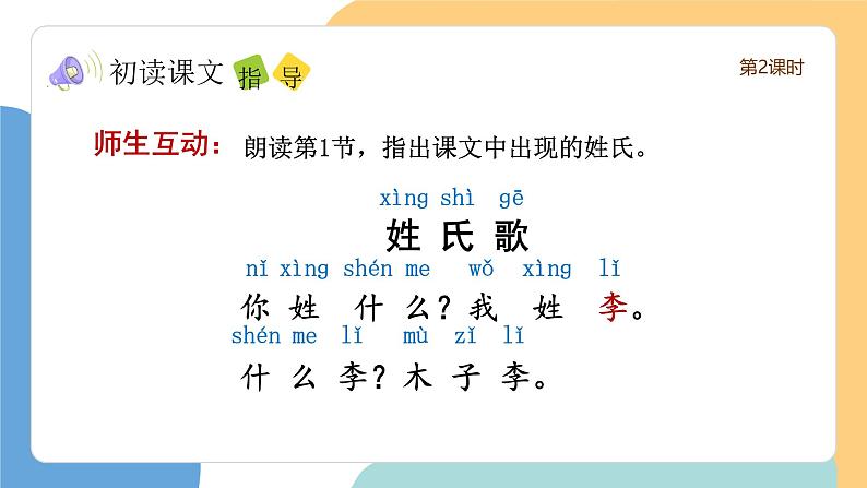 姓氏歌(第2课时)(含课堂练习、课后习题、课外练习)第3页