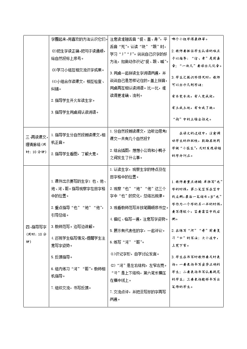 部编版一年级下册语文4《小公鸡和小鸭子》学生导学案设计第2页