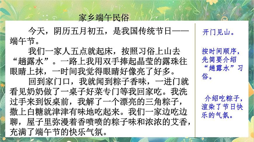 【核心素養(yǎng)】部編版小學語文六年級下冊習作：家鄉(xiāng)的風俗課件范文2：家鄉(xiāng)端午民俗第1頁
