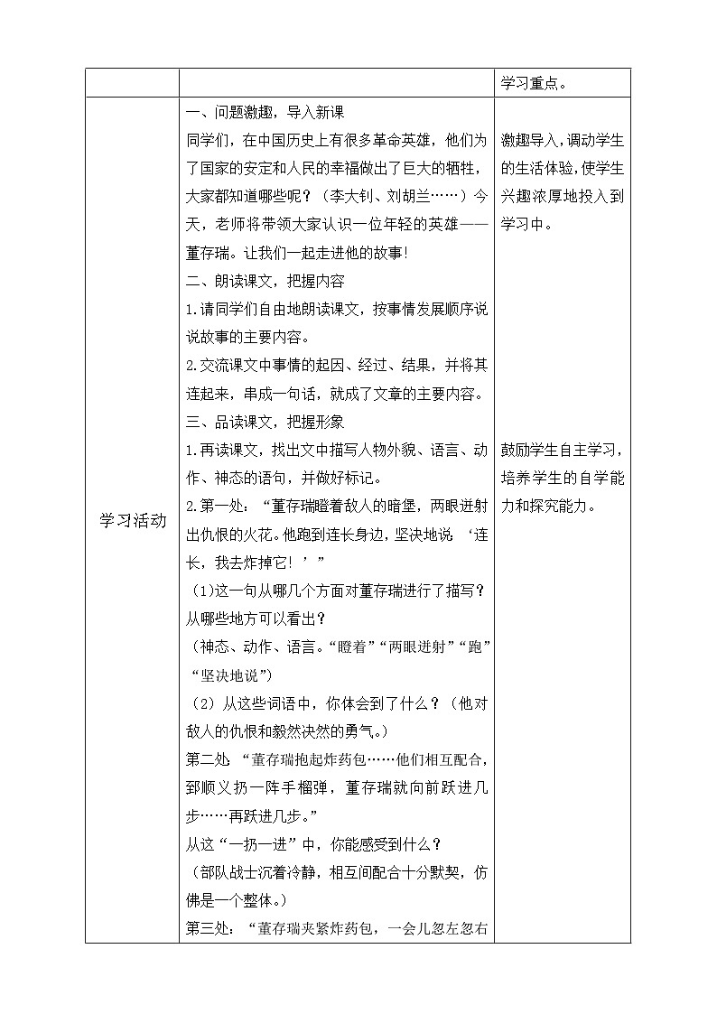 【備課無憂】統(tǒng)編版六下-13. 董存瑞舍身炸暗堡(教案含反思)第2頁