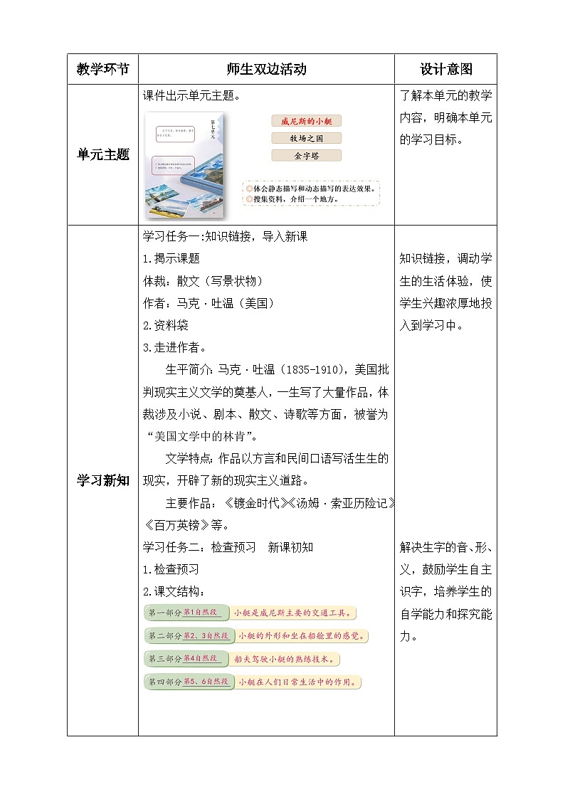 【备课无忧】统编版语文五下-18.威尼斯小艇 第1课时(教学设计含反思)第2页