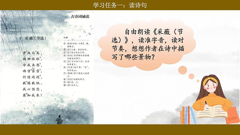 统编版小语文六下 《古诗词诵读》之《采薇(节选)》课件第5页